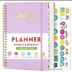 2026 Planner, Weekly & Monthly Layout From January to December 2026, with Ruler, 8.4"x5.7", 3 Planner Stickers, Daily Journal Organizer with Inner Poc
