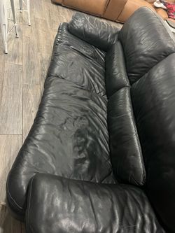 Black leather sofa