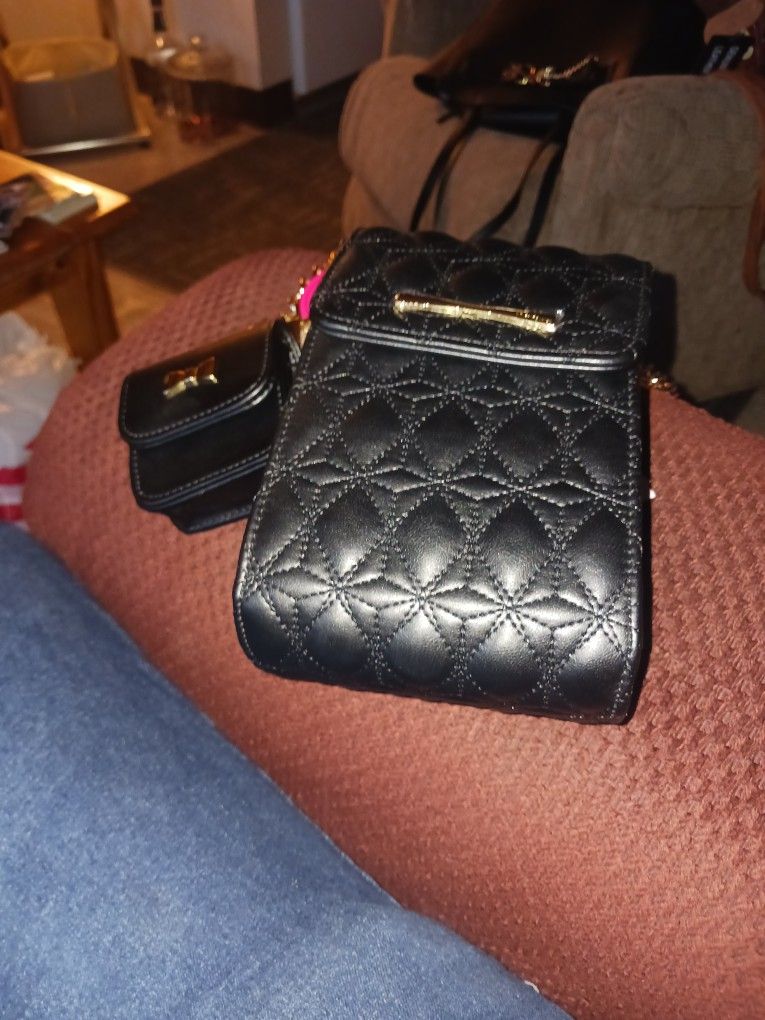 Purse Tech Bag,betsy Johnson Black Quilted Crossbody