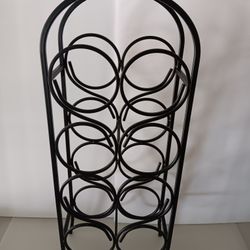 8 Bottle Black Metal Wine Rack.