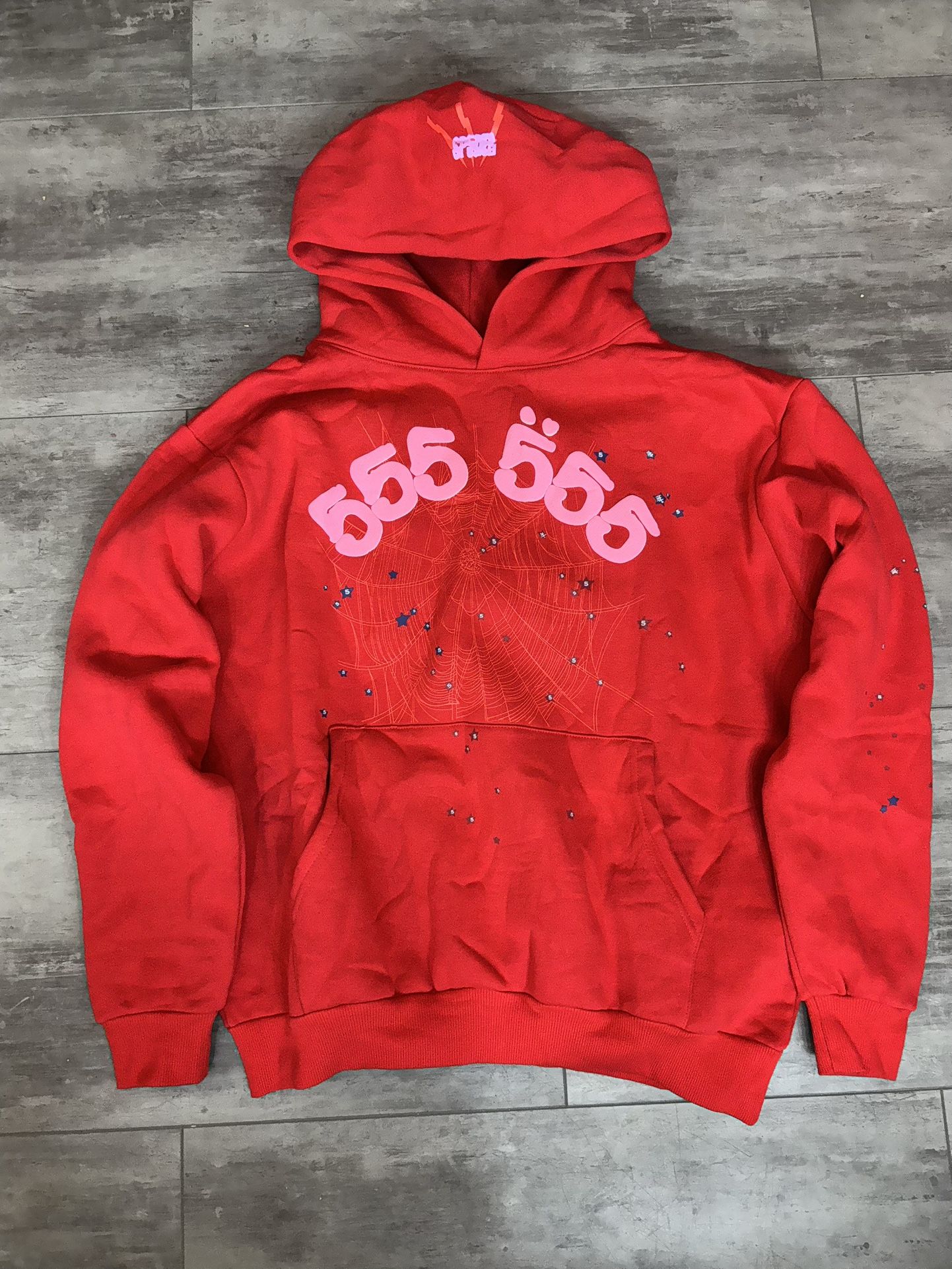red 555 Sp5der Hoodie