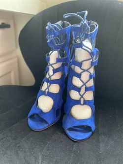 Elegant Blue Women's Heels Suede Lace Fashion Statement Nightout