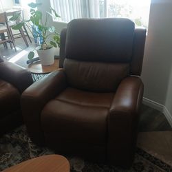 Reclining brown leather sofas