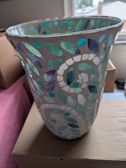 Partylite turquoise mosaic hurricane