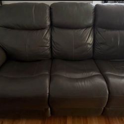 Leather Reclining Sofa With USB Ports For Charging