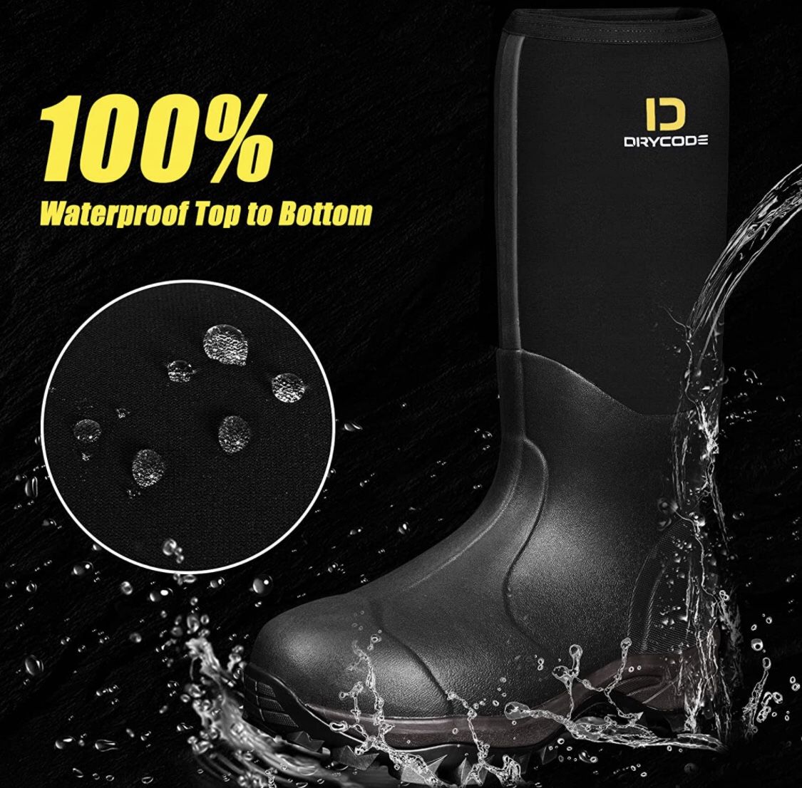 Men Size 7 Waterproof Rubber Boots 