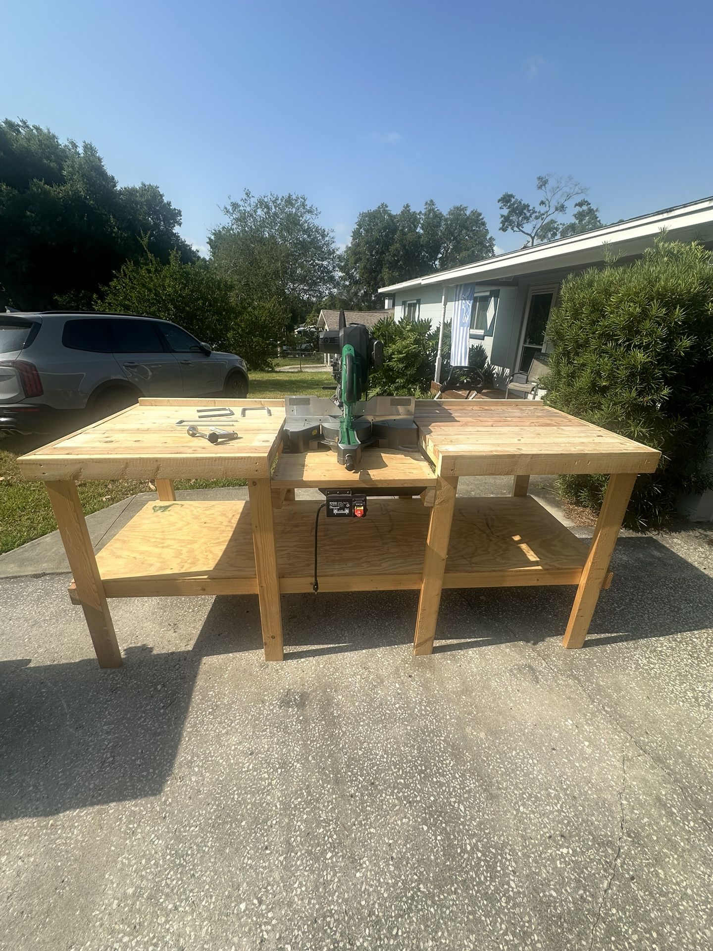 Miter Saw, Table Saw And Work Bench