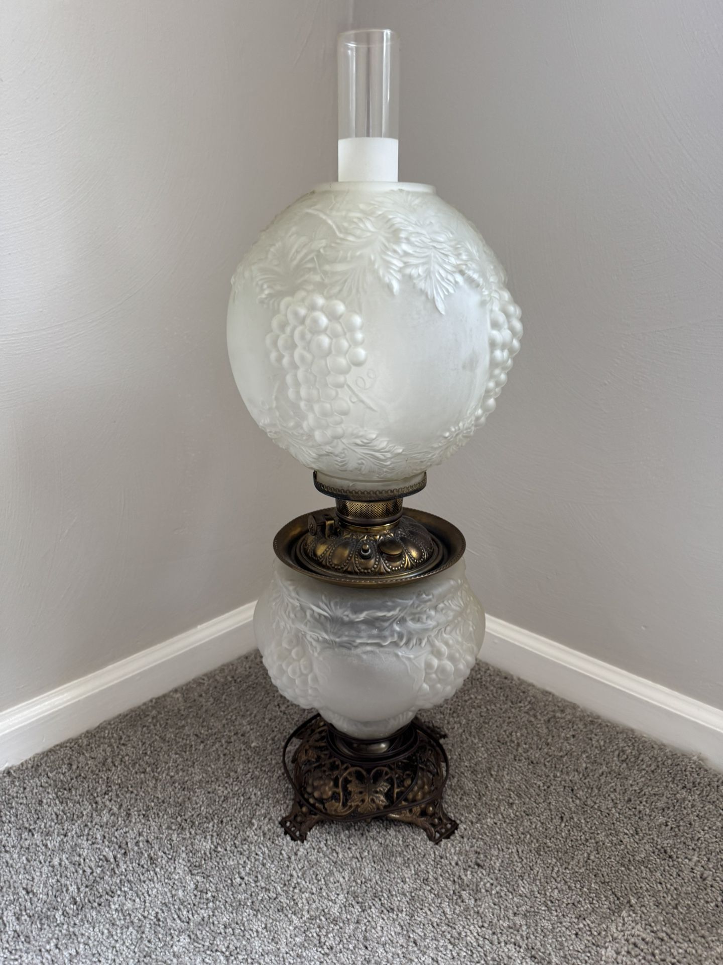 Victorian Glass & Brass Lamp