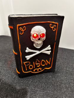 Halloween Poison Book Decoration with Light-Up Eyes