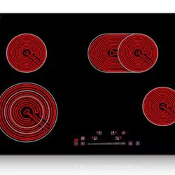 VEVOR Built in Electric Stove Top 30 in. 4 Burners Glass Radiant Cooktop with Sensor Touch Control, Timer and Child Lock,Black