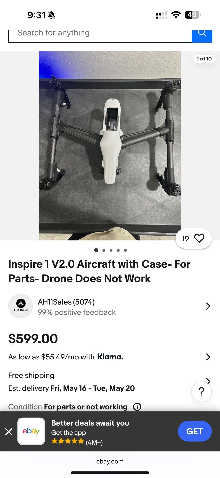 dji inspire 1 after crash for parts /REPAIR