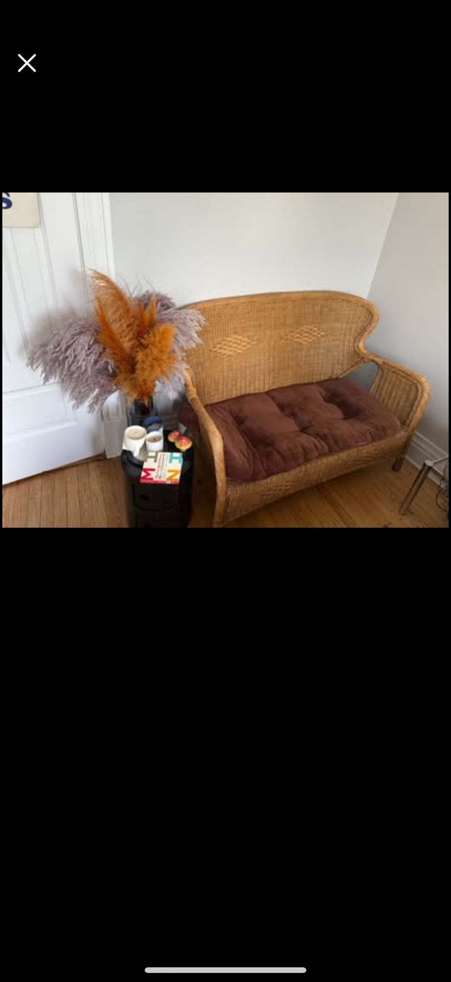 wicker loveseat with seat cushion included!