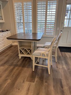 Dining Table with Wine Rack, 2 Chairs and 4 stools