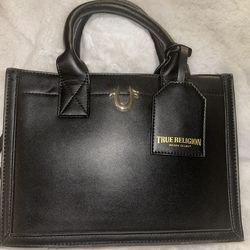 True Religion Black Structured Mini Tote Handbag