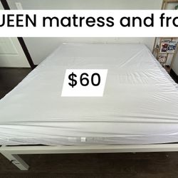 Queen Matress With Metal Bed Frame 