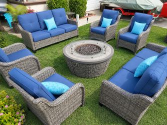 new patio set with 60” fire pit
