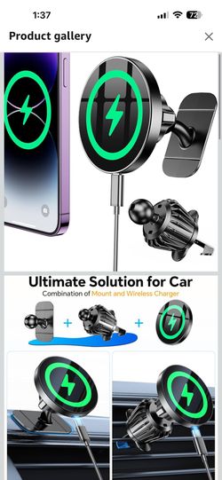 Coolpow for Magsafe Car Mount Charger【100% Stable】15W Magsafe Car Charger Magnetic Phone Holders for Your Car Accessories for Women Men Car Phone Hold