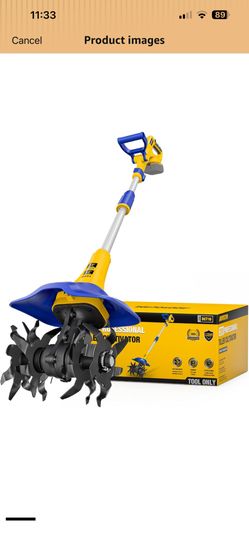 Electric Tiller for Gardening Compatible with Dewalt 20V Battery(Tool Only),330RPM Garden Tiller with 48 Steel Tines,9'' Tilling Width & 6.5'' Depth R