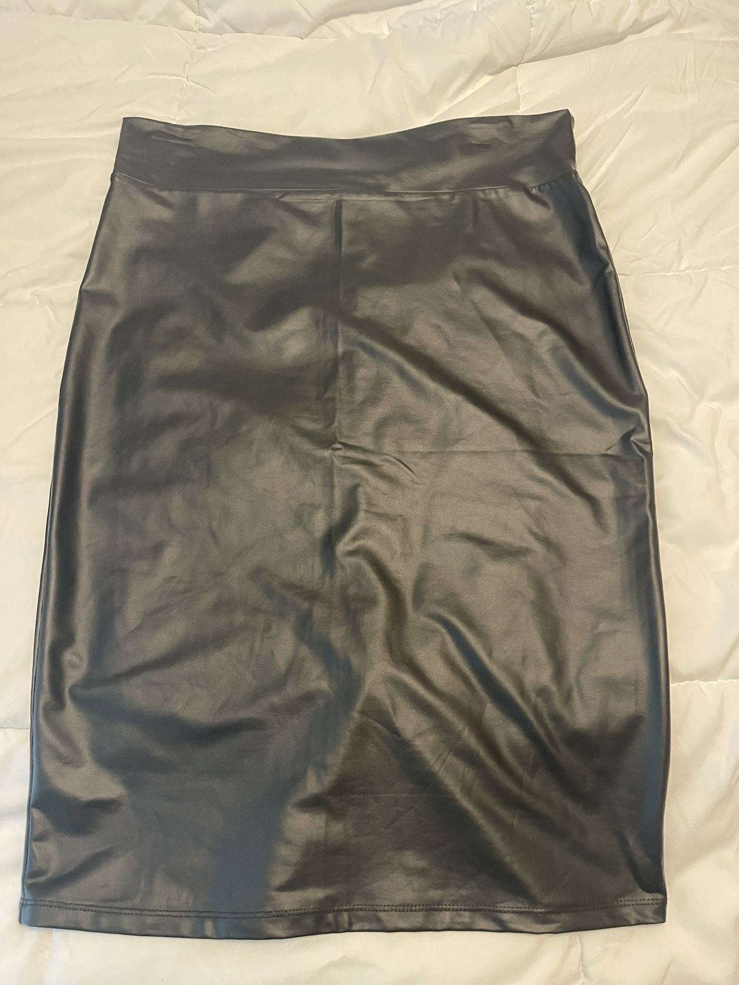 Faux Black Leather Pencil Skirt Size XL