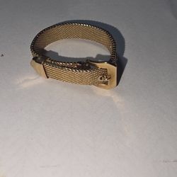 18K Gold Vintage Mesh Belt Buckle Ring