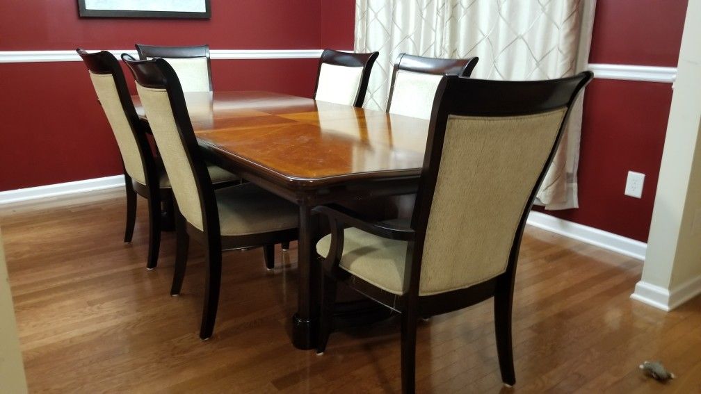 Full Black Walnut Dining Table with 6 Chairs