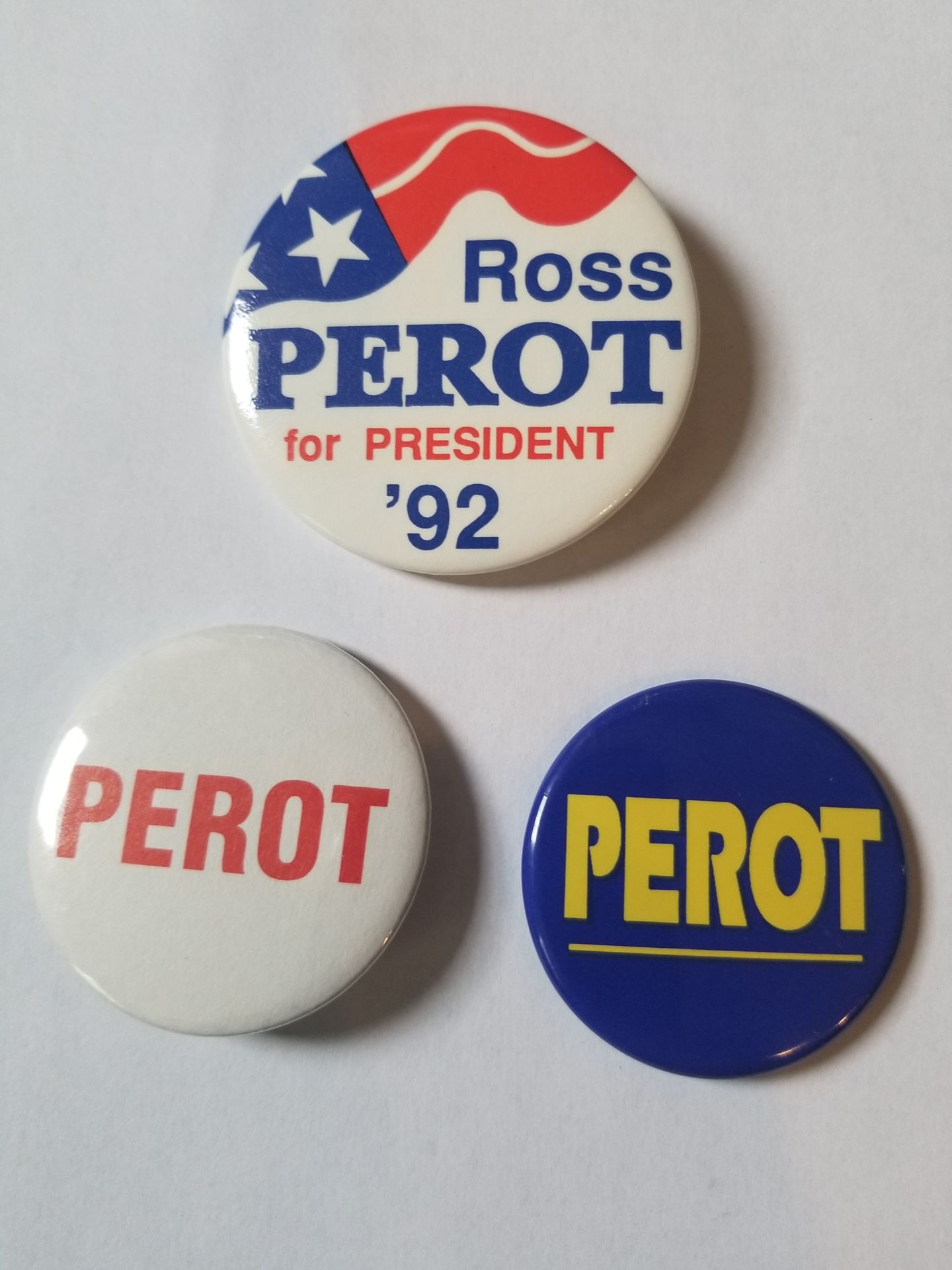 1992 Presidential Hopeful Road Perot Campaign Buttons