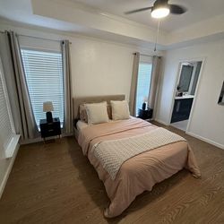 Package Deal! Bed frame, mattress, nights stands and lamp