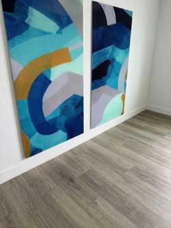 Abstract Canvas Wall Art Diptych Set of 2