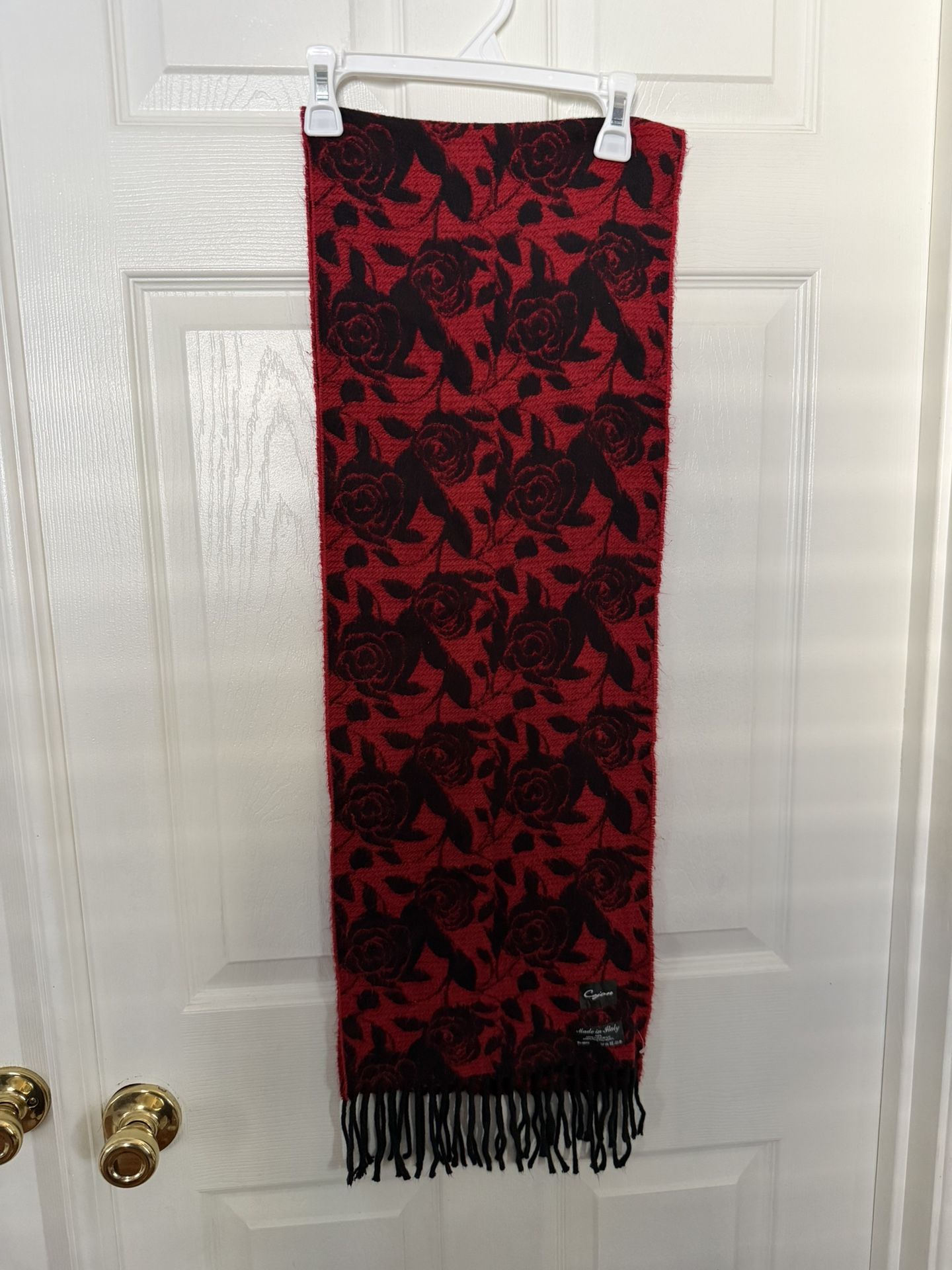 Cejon Floral Scarf Red and Black Rose Detail