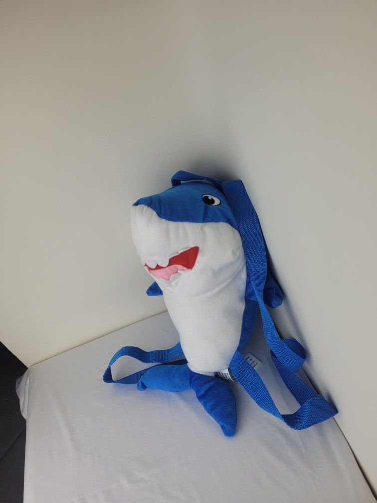 Tom’s Toy International Blue Plush Shark Critter Backpack 13” Zipper Pocket