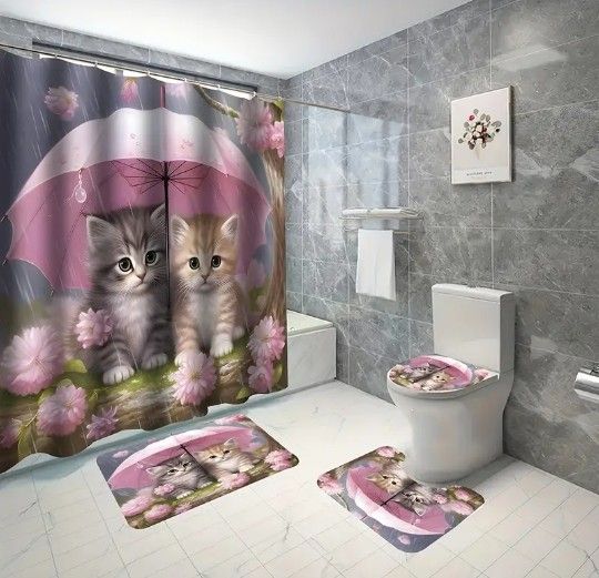 4-pc. Kitten Bathroom Set