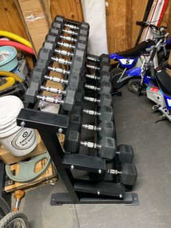 Rubber Coated Dumbbells Set With Rack