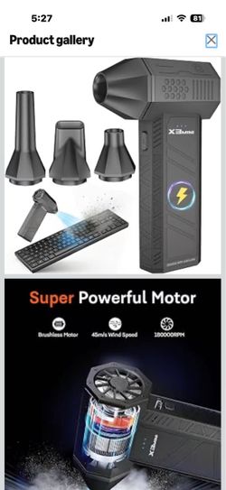 Brand New Compressed Air Duster, 180000RPM Electric Turbo Fan Rechargeable Cordless Air Blower with 3 Speeds, Brushless Motor, Keyboard, Gaming PC & E