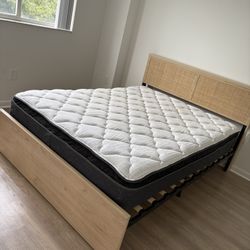 Queen bed frame and mattress 