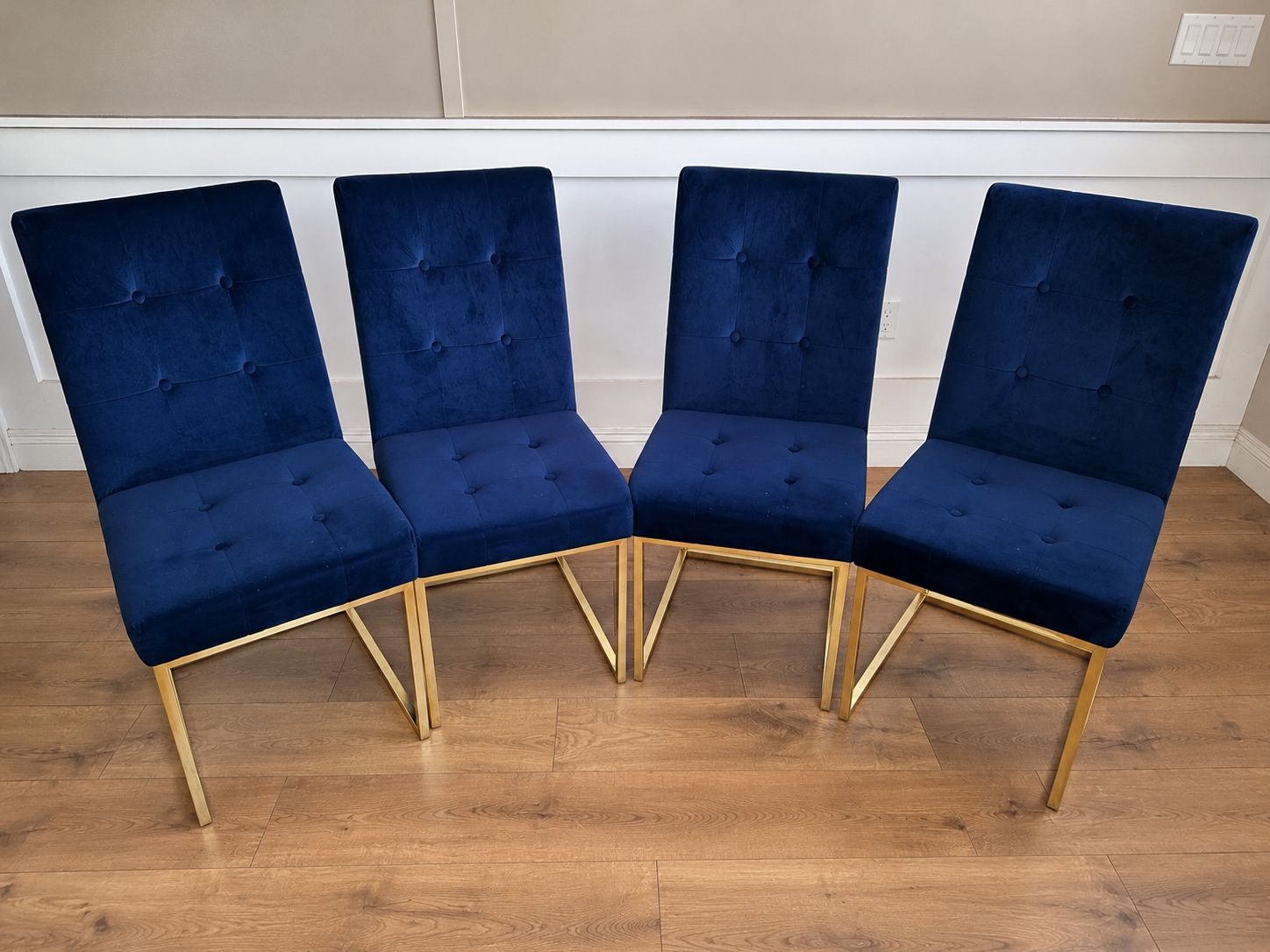 4 pieces Blue Velvet Dining Chairs Bundle Set