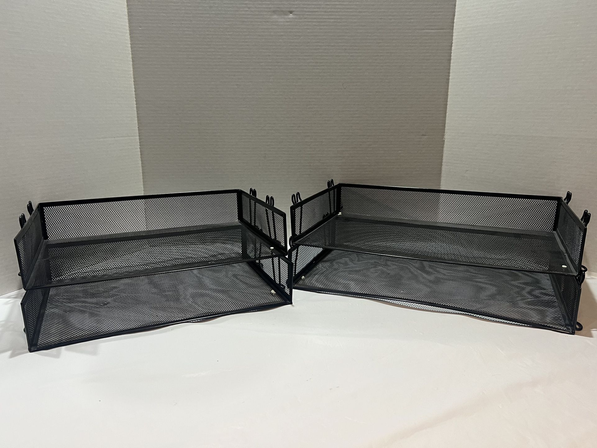 Stackable Paper Tray Desk Organizer 4 Tier Metal Mesh (2Small Trays, 2Big Tray)