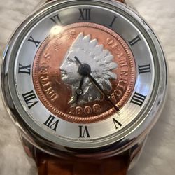 August Steiner Genuine 1908 Arrowhead Coin Set In Genuine Leather Strap - New!