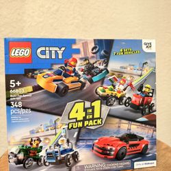 LEGO City Built For Speed Gift Set: Building Toy for Kids, Ages 5+ - 4 Sets in 1 Including 7 Minifigures and Vehicles - Gift for Christmas for Young R