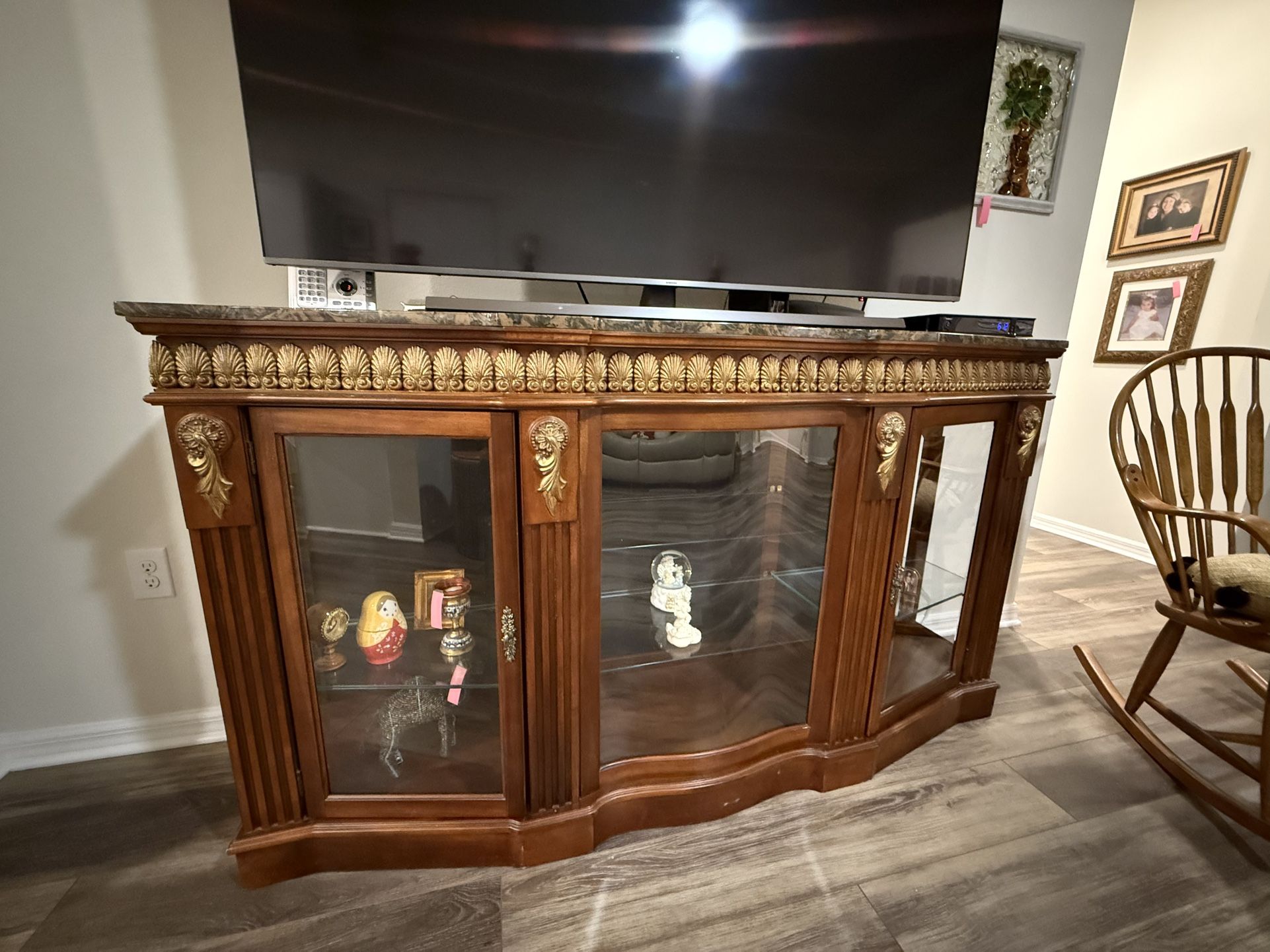 Marble Top TV Credenza