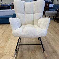 🎉Big Sale 🎊 Rocking Chair Indoor Upholstered Teddy Fabric (1025)