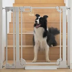 New Clear Baby Safety Gate Adjustable 29.52-37.79" Wide, 30" Tall Acrylic Pet Gate, No Drilling