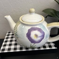 Vtg Ceramic Tea Pot By Jay Imports Water Colors A Floral Pastels Decor