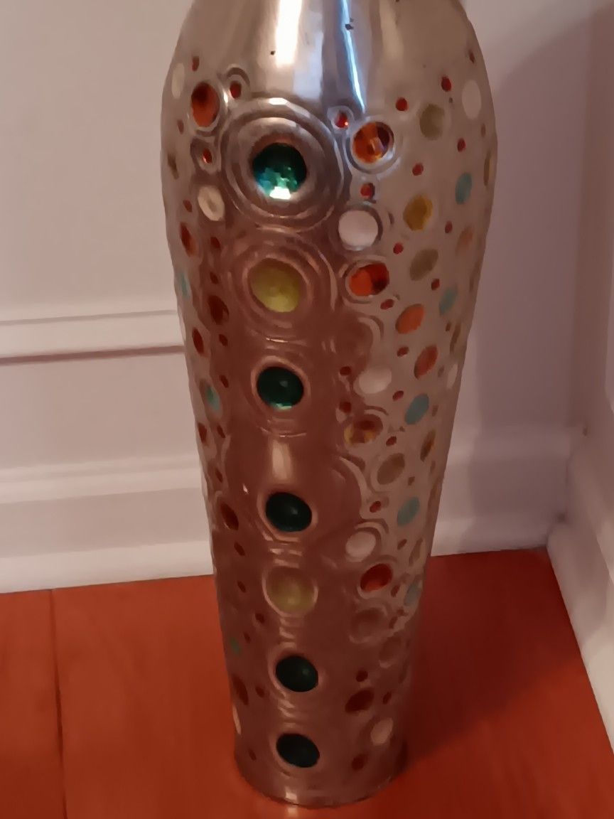 Metal Vase & Flower