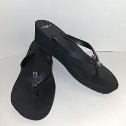 Coach wedge black 2" heel flip flops $20 FIRM