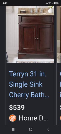 Beautiful😍Home Decorators Collection Terryn 31" Sink Cherry Bath Room Vanity Beige Granite Top bathroom retails $577wtax