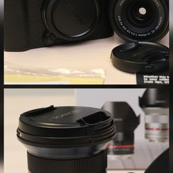 Fuiifilm X-M5 bundle 2 lenses and viewfinder hood fuji 15-45mm and 12mm f2 Rokinon / Samyang lens x m5 xm5