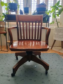 Williams Sonoma Solid Wood Swivel Office Chair | Vintage Executive Desk Chair