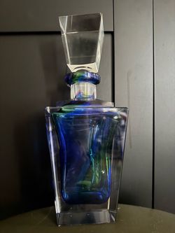 Blue Art Glass Crystal Decanter with Stopper