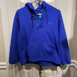 LL Bean Adult Small Blue Fleece Pullover with Hood