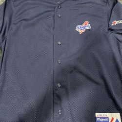 MLB LOS ANGELES DODGERS PRACTICE BUTTON UP BASEBALL JERSEY L Majestic blue rare